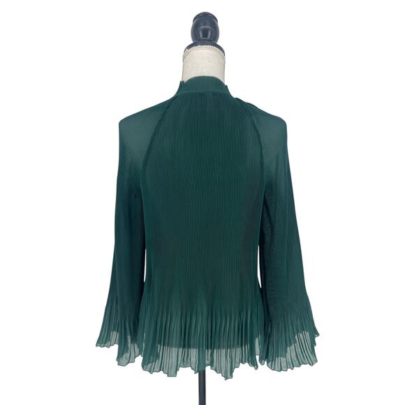 Derek Lam 10 Crosby Emerald Pleated Tie Neck Long Sleeve Blouse 6 - Picture 10 of 12